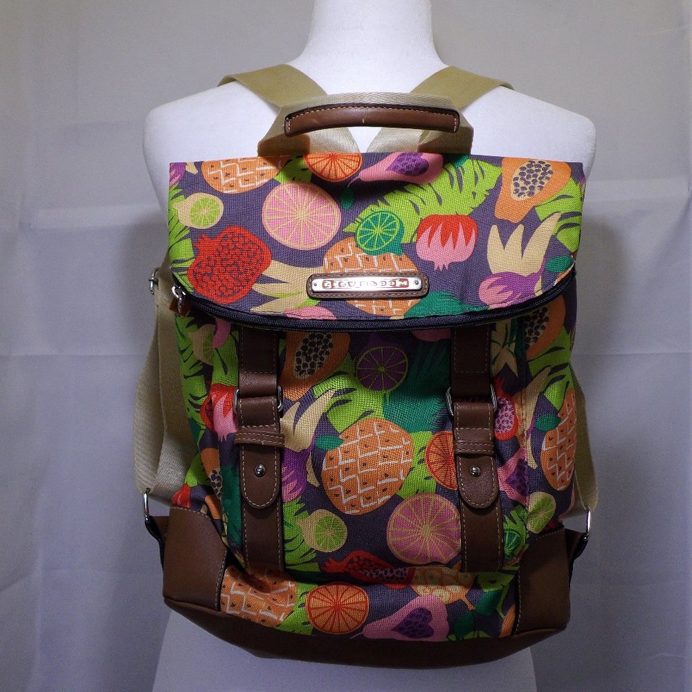Lilly Bloom Floral Canvas Backpack w/3-Zip Pockets